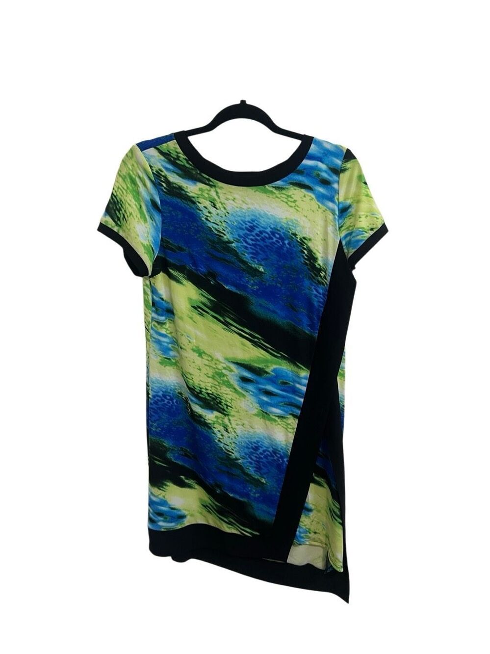 Joseph Ribkoff Abstract Short Sleeve Tunic Dress Asymmetrical Watercolor Sz 10